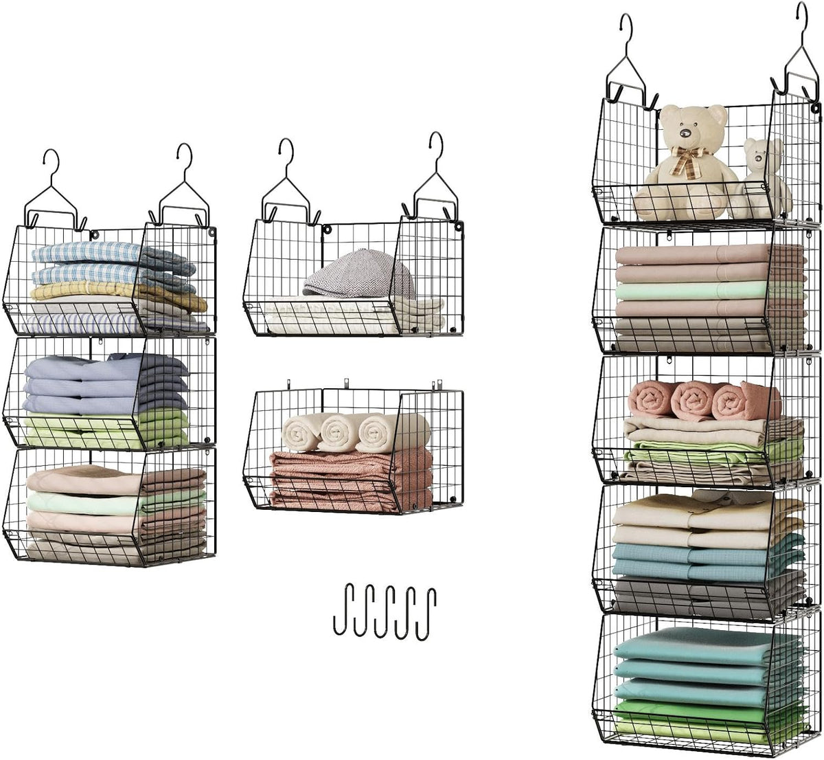 x-cosrack 5 tier closet hanging organizer, clothes hanging, main product view