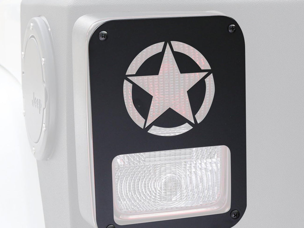 Hooke Road JK Wrangler Tail Light Guard, Five Star Taillight Cover for 2007-2018 Wrangler JK & Wrangler Unlimited - Pair