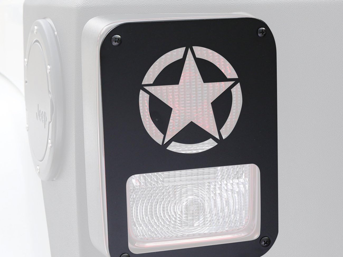 Hooke Road JK Wrangler Tail Light Guard, Five Star Taillight Cover for 2007-2018 Wrangler JK & Wrangler Unlimited - Pair