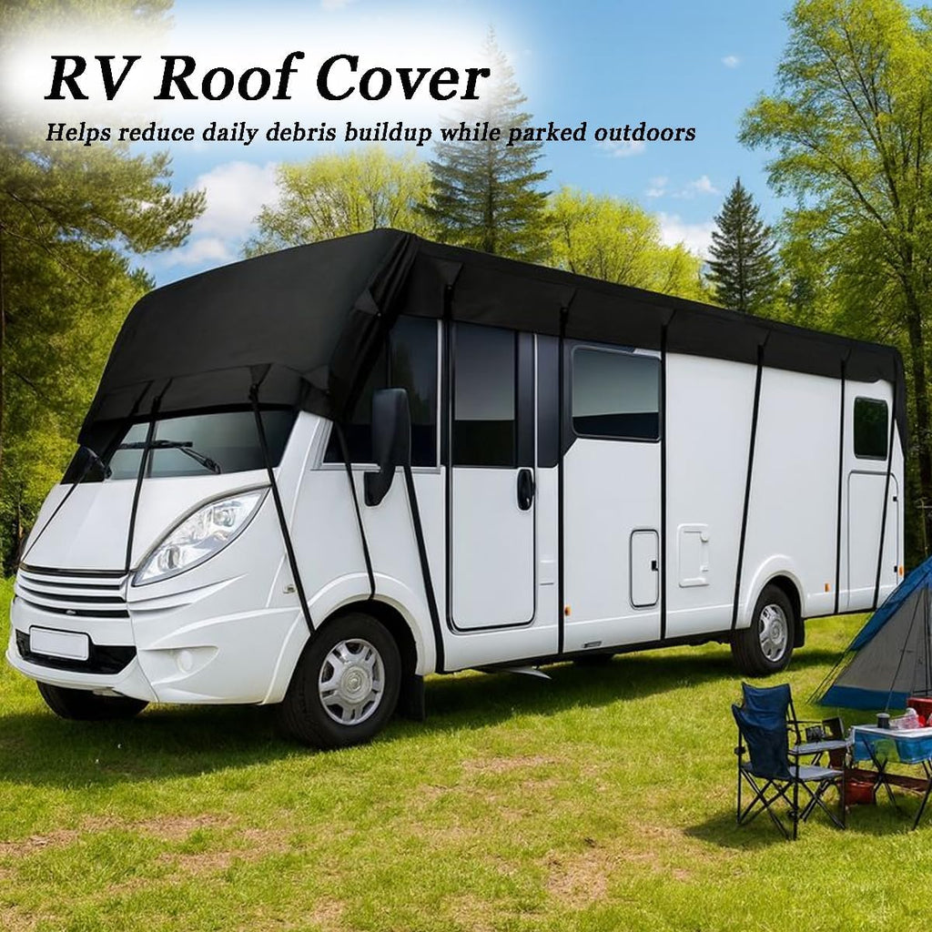 210D RV Roof Cover for Thor Motor Coach Chateau 28Z 2025,Camper Top Protection Weatherproof Travel Trailer Canopy Tarp Sun Snow Dust Guard,7.5 * 5m-18hooks