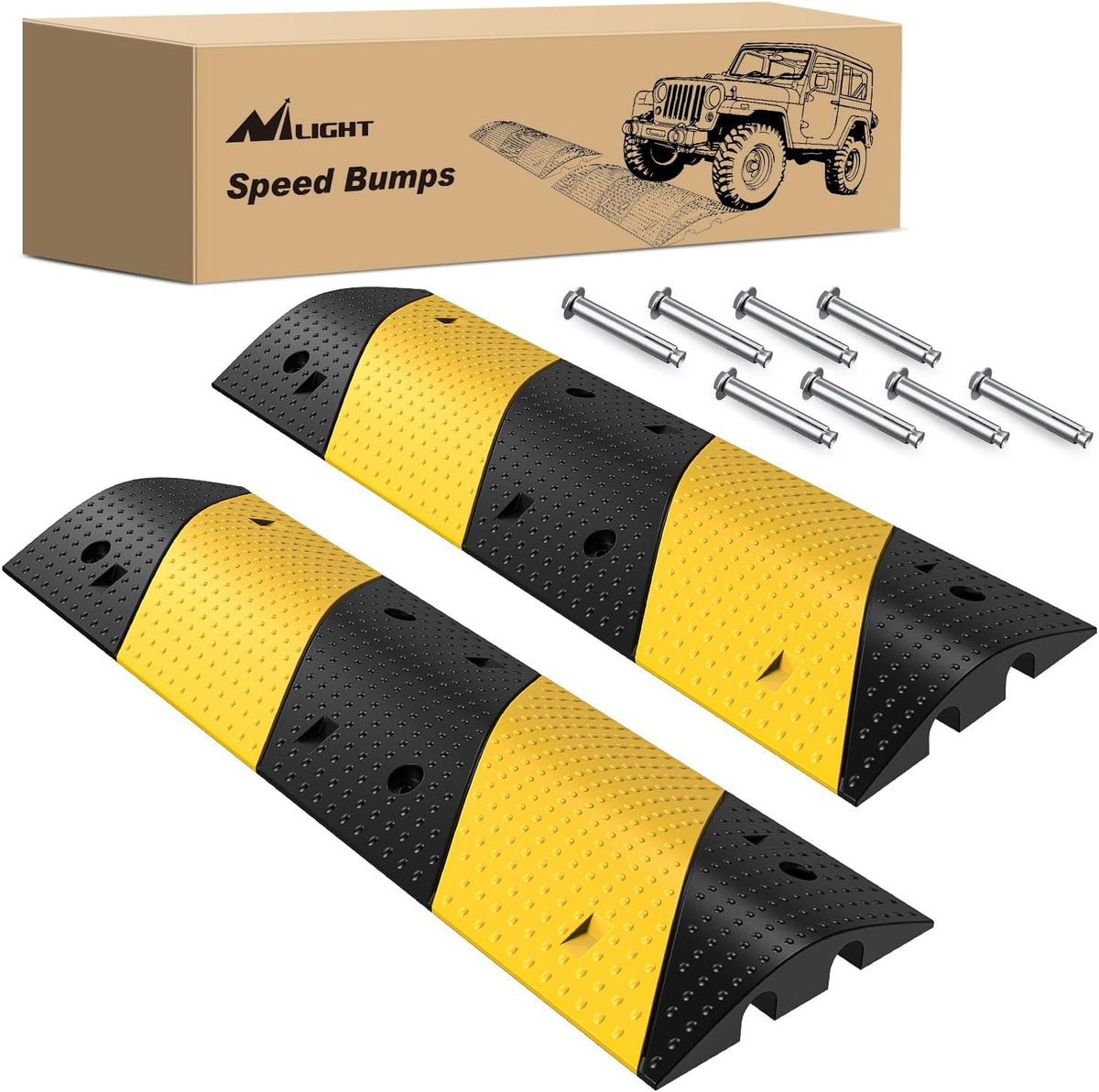 Nilight Rubber Speed Bump, 39.3" Heavy Duty 2 Channel Cable Protector Speed