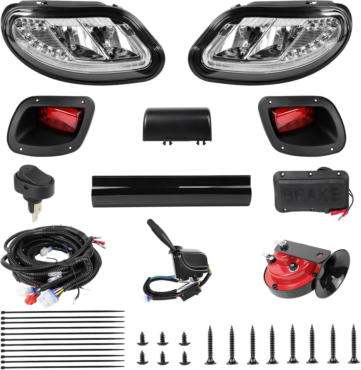 deluxe golf cart led headlight tail light kits shown in use
