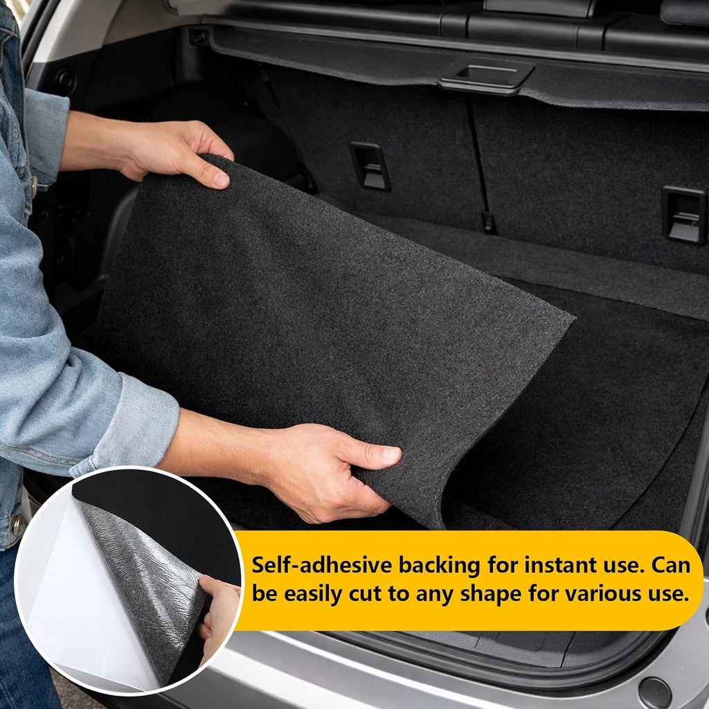 20 x 200 Inch Self-Adhesive Disposable Underfelt Carpet for Car, Waterproof and Durable 1mm Thick High-Felt Floor Mat with Adhesive Backing for Car Studio Boat Marine Truck