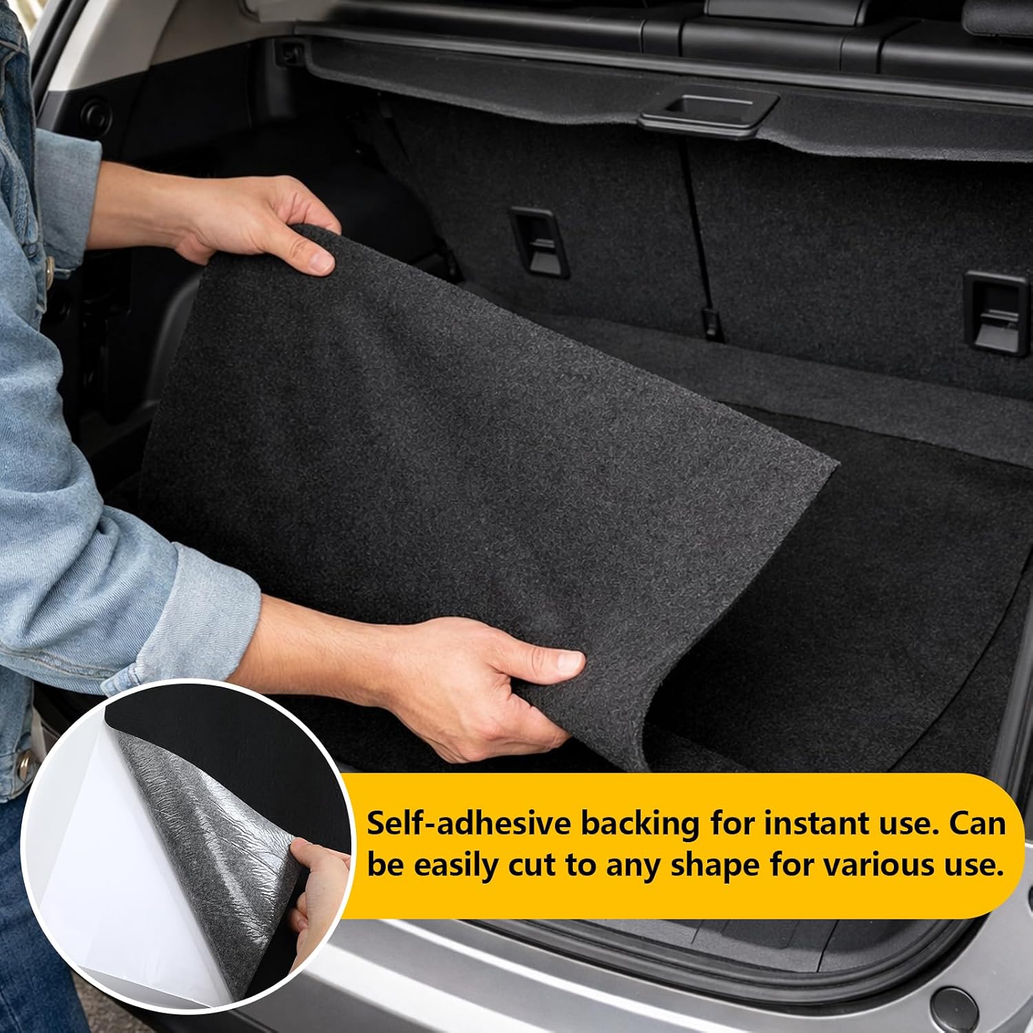 20 x 200 Inch Self-Adhesive Disposable Underfelt Carpet for Car, Waterproof and Durable 1mm Thick High-Felt Floor Mat with Adhesive Backing for Car Studio Boat Marine Truck