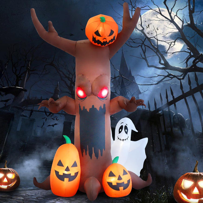 9 FT Ghost Pumpkin Tree Halloween Inflatable Decoration with LED Lights for Outdoor Patio, Garden, Lawn - Holiday Decor