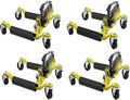 4PC Wheel Dolly, 1500LBS Capacity Car Dolly with Hydraulic Tire Jack for Vehicle Positioning for Truck RV Trailer, Yellow