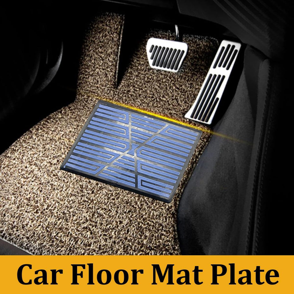 Car Floor Mat Plate, Anti-Slip Vehicle Floor Foot Rest Carpet Repair Patch with Screws, Anti-Skid Automotive Patches Heel Scuff Plate Pedal Pad, Universal for Most Vehicles (Blue)