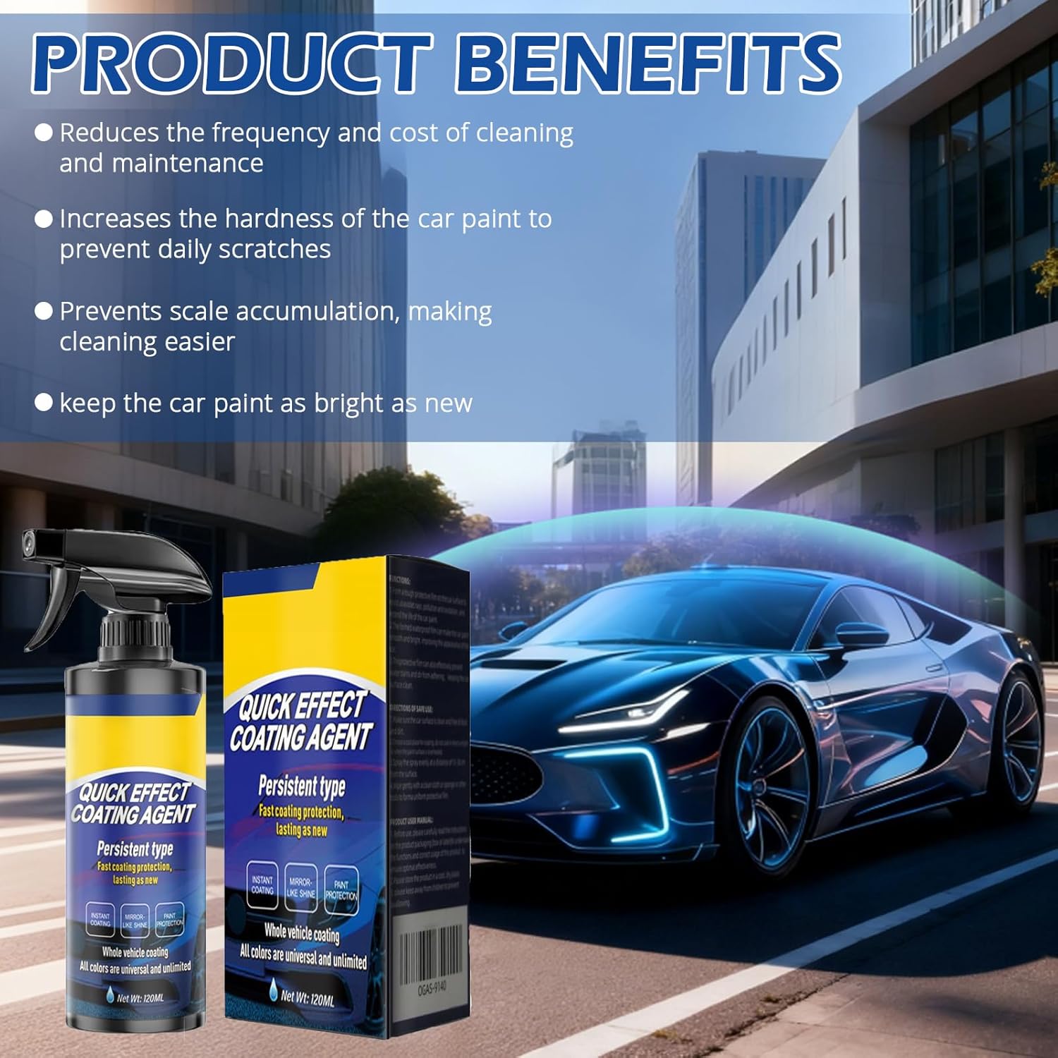 2 Pack Quick Effect Coating Agent for Car - 2026 Upgrade Car Coating Spray, Scratch Repair, Oil Film Removal,Helps Refresh Exterior Gloss & Reduce Surface Buildup (Blue) (Blue)