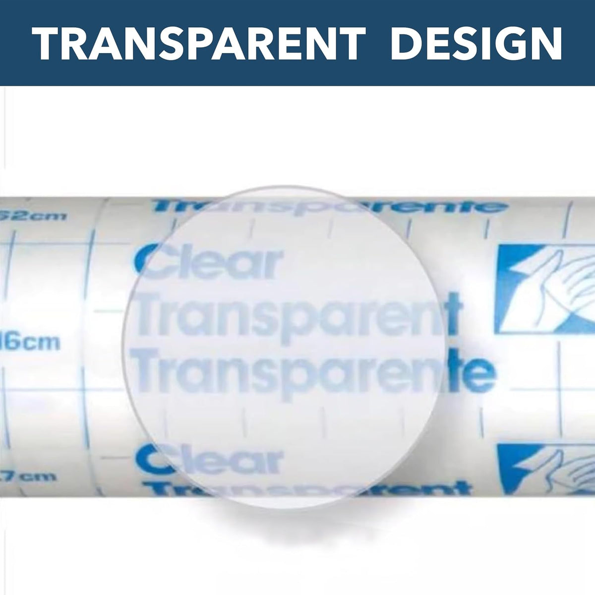 con-tact brand creative clear covering, versatile and self-adhesive, front angle view