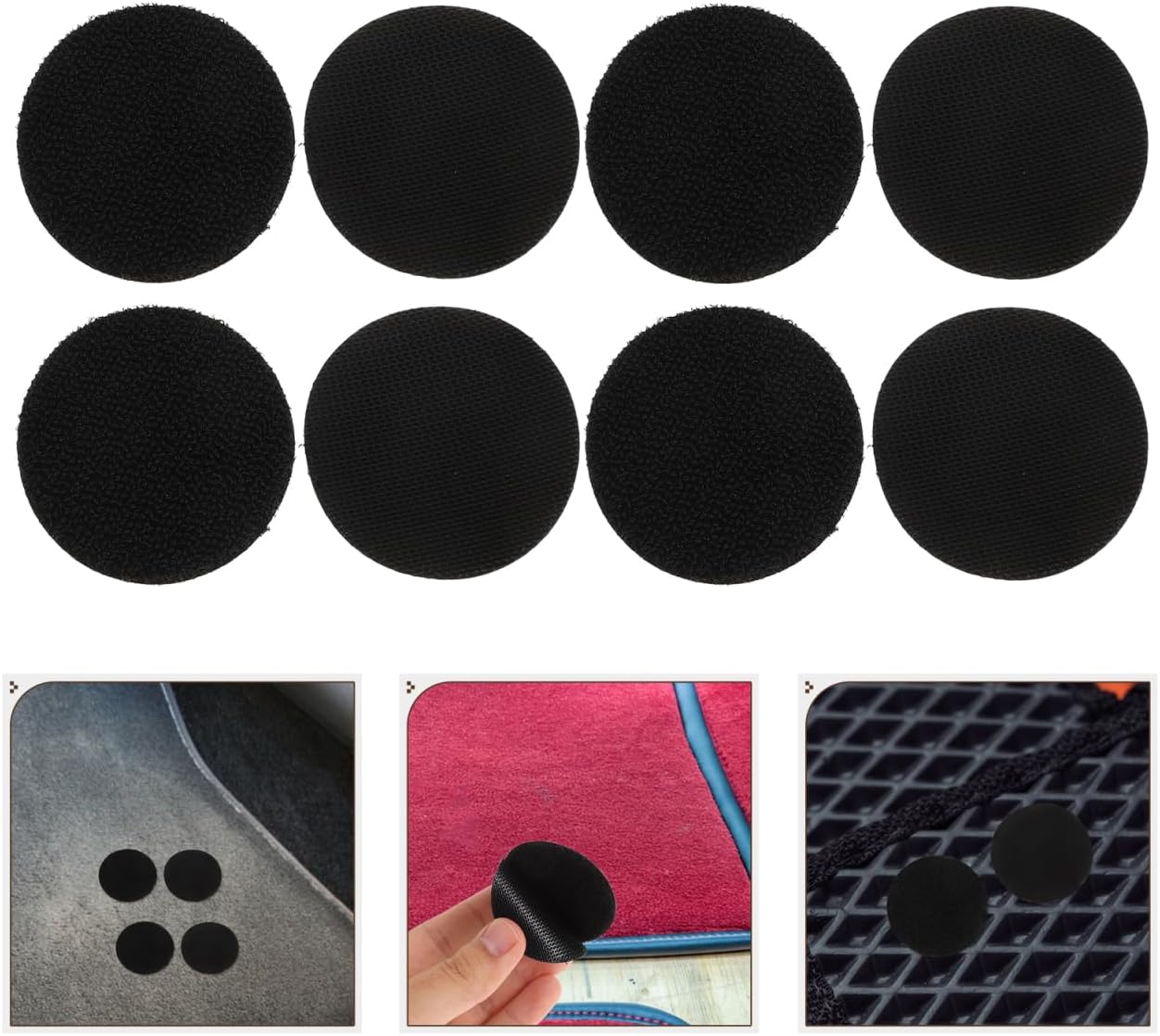 STOBAZA 20 Pairs Car Foot Pad Fixers with Self Adhesive Dual Lock Invisible Non Slip Auto Carpet Grippers for Secure Floor Mat Fixing