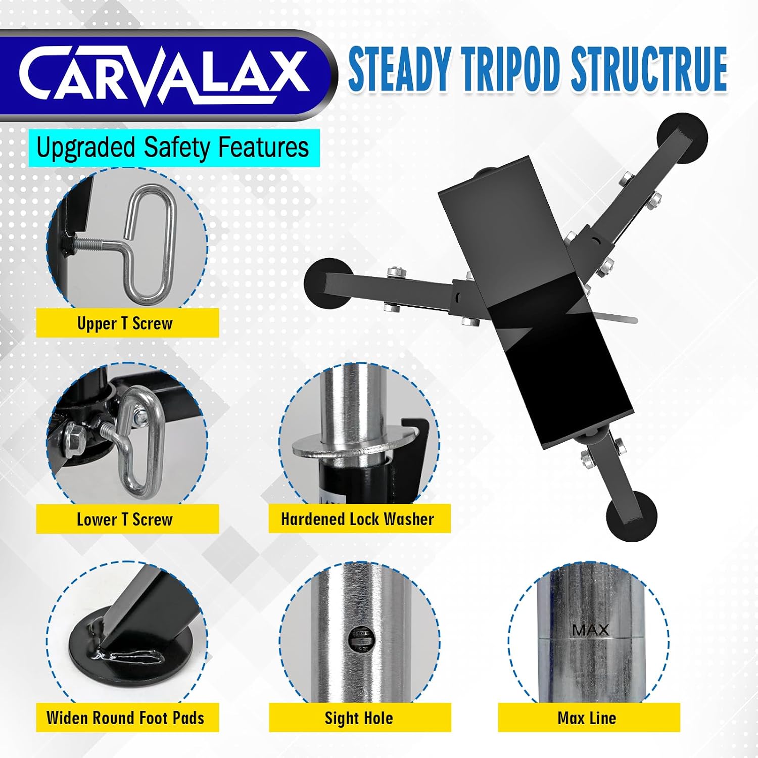 CARVALAX V-Head Pipe Jack Stands, Adjustable Pipe Stand for Welding | 28"-52" Adjustable Height, Fits 1/2" - 12" Pipe Capacity, 2500LB Load Capacity, w/Portable Folding Legs
