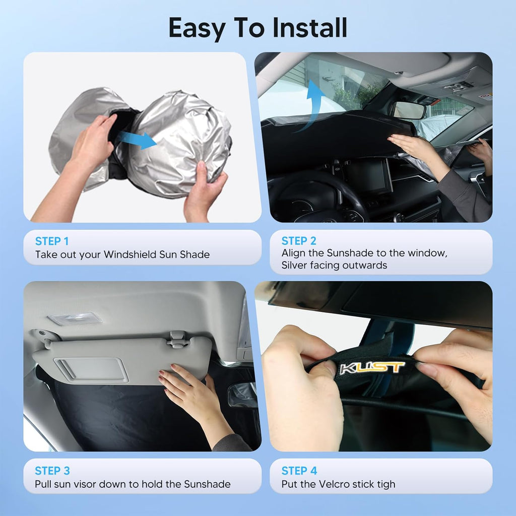 KUST Windshield Sun Shade for Toyota Tacoma 4 Door 2005-2013 2014 2015 Window Accessories Sunshade Sun Visor Protector Foldable Block UV Rays