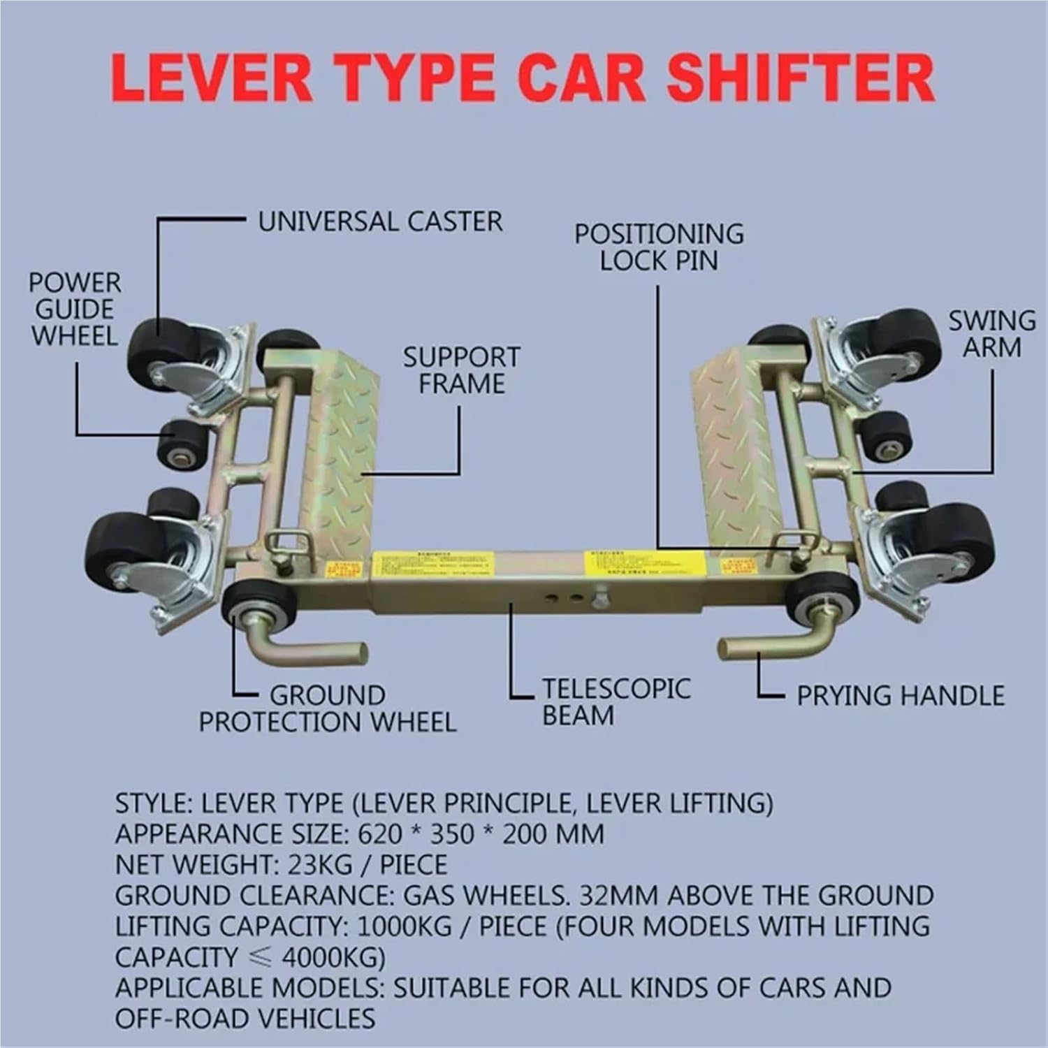 Cart Moving Cars 3T Hydraulic Car Moving Machine Universal Wheel Car Mover Hydraulic Trailer Vehicle Mobile Device Trailer Mover,