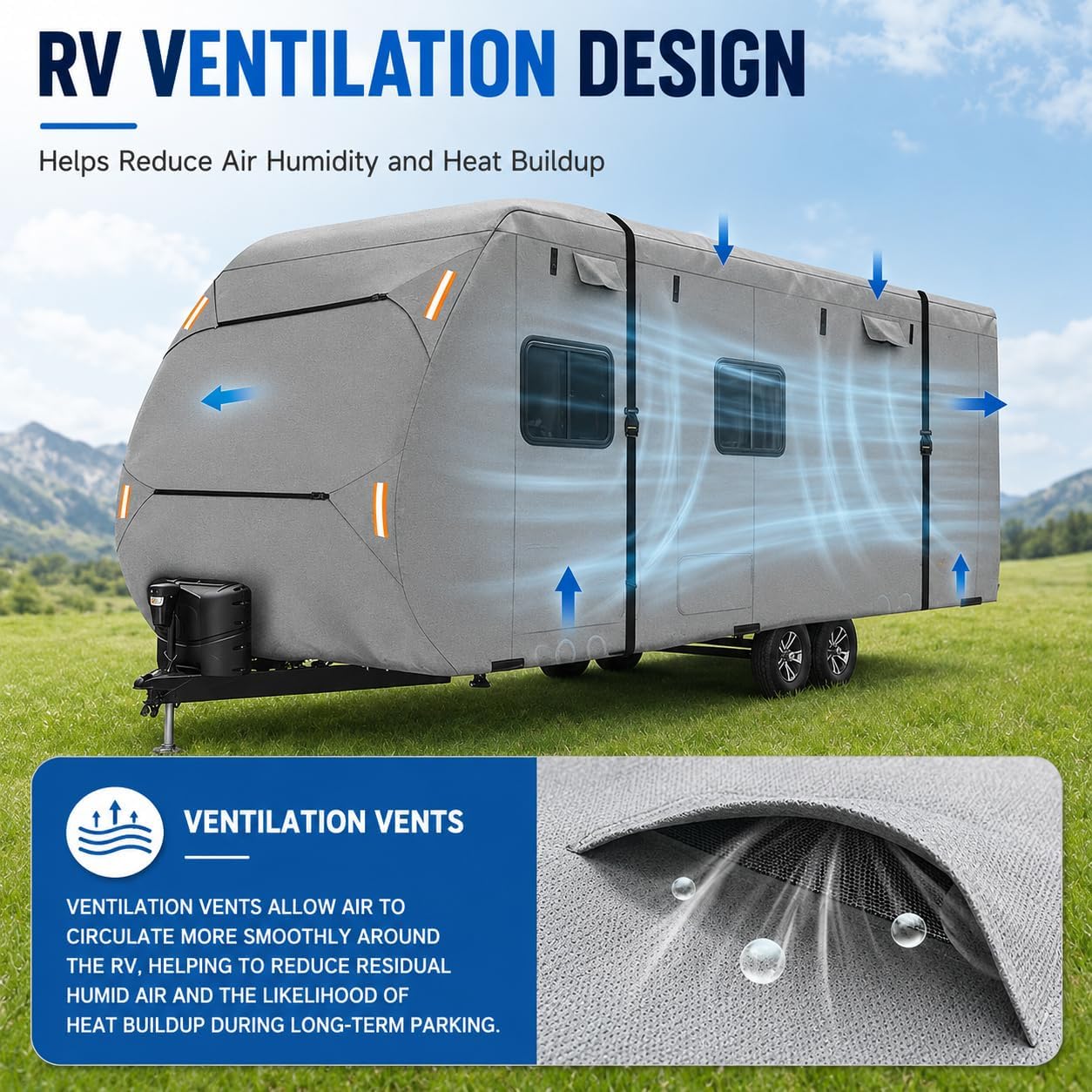RV Cover for Travel Trailers for Keystone Springdale 281RK 2023 2024 2025, Heavy Duty Water-Resistant Camper Cover with Zipper Access Panels All-Weather Outdoor Storage Cover