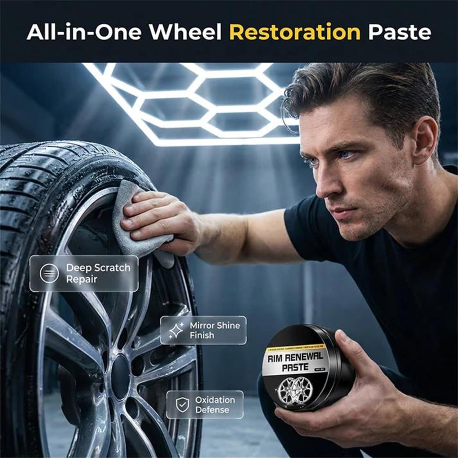 2026 New Wheel Care & Restoration Paste, Rim Renewal Paste, Multi-Purpose Wheel Restoration Polish Buffs, Curb Rash Repair Kit, for Car, Trucks & Motorcycles (1PCS)