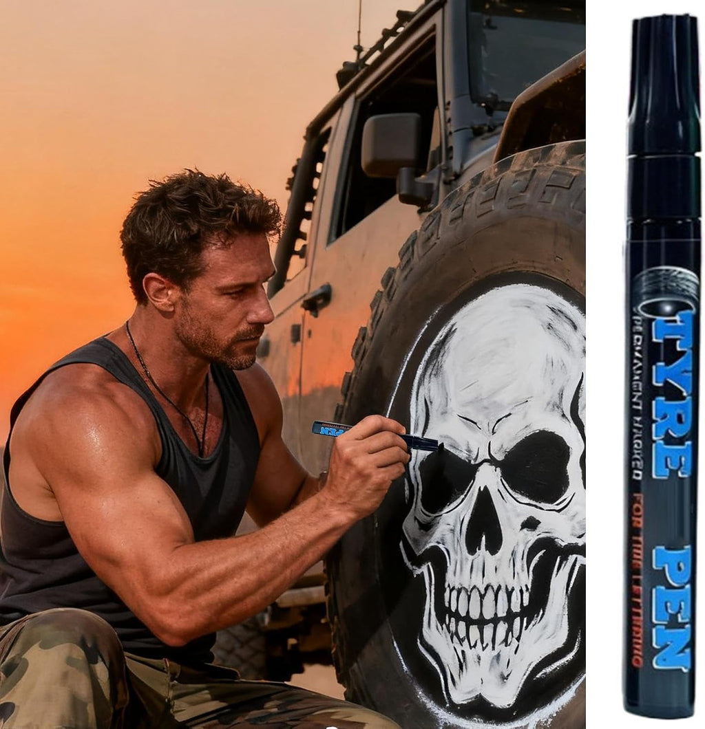 Tire Paint Pen - Erasable Marker for Vehicle Customization, Quick Dry Non Fading Formula with Smooth Application, Tyre Drawing Pen for Car, Motorcycle, Bicycle, Bike, Metal Lettering