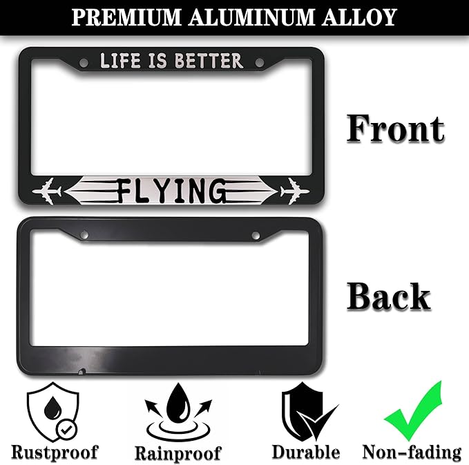 License Plate Frames Black and White Automotive Exterior Accessories Life is - Image 3