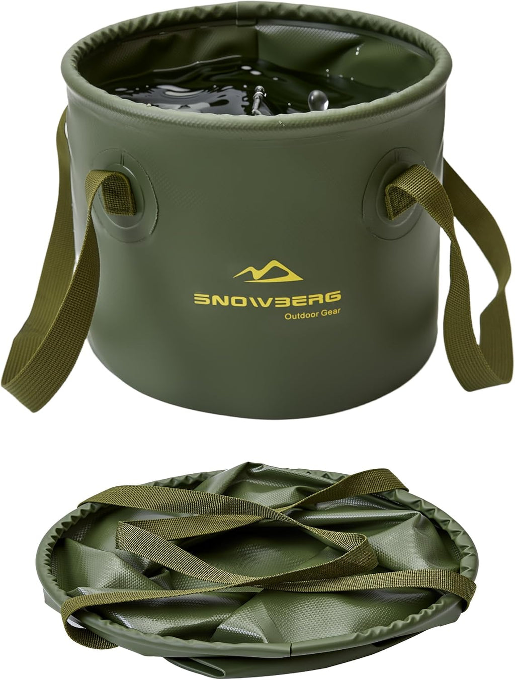 Collapsible Bucket 10L, Collapsible Bucket with Handle for Easy Portability, Car Wash Bucket Suitable for Rvs, Fishing, Car Washing, Camping (Green, 10L)