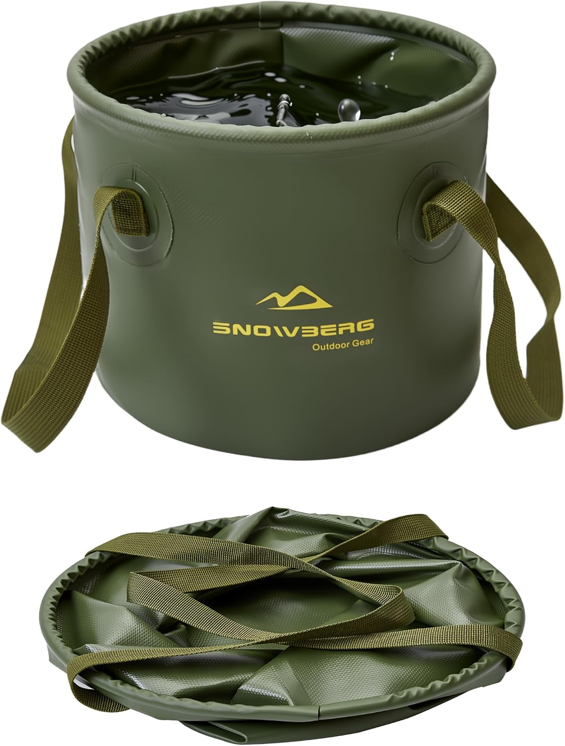 Collapsible Bucket 10L, Collapsible Bucket with Handle for Easy Portability, Car Wash Bucket Suitable for Rvs, Fishing, Car Washing, Camping (Green, 10L)