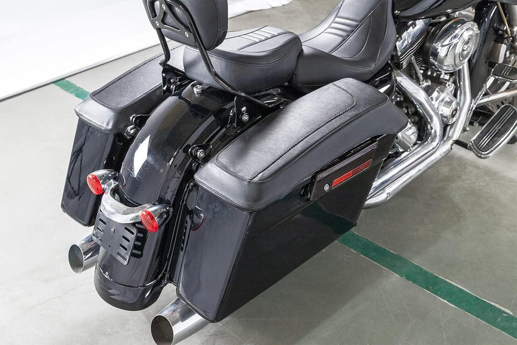 Dasen Saddlebag Speaker Lid Bra Protective Covers PU Leather Compatible with Harley Touring Road King Electra Road Street Glide 1993-2013