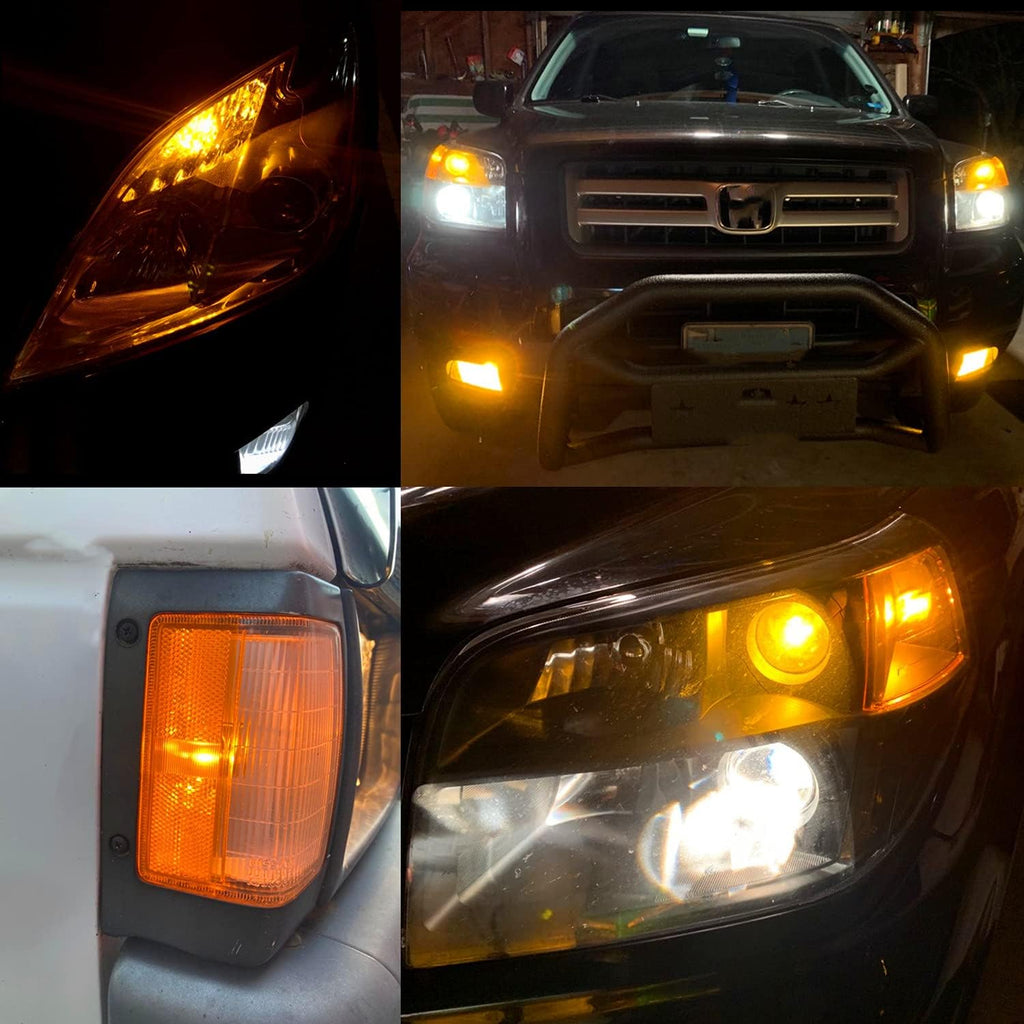 Alla Lighting 4pcs 168 194 LED Bulb, Amber Yellow Super Bright T10 Wedge Marker, Interior Map, Dome, Trunk Lights 194NA 175 168 2825 W5W 5630-SMD Upgrade
