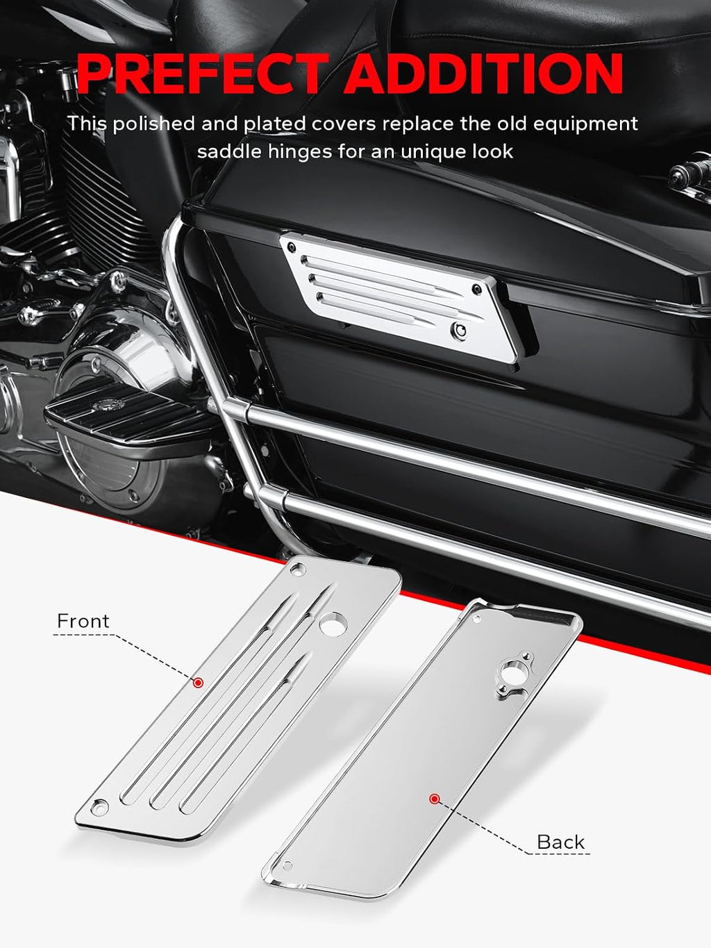 Amazicha Saddlebag Saddle Bag Latch Covers Chrome Compatible for Harley Davidson Touring Street Glide, Electra Glide, Road Glide 1993-2013