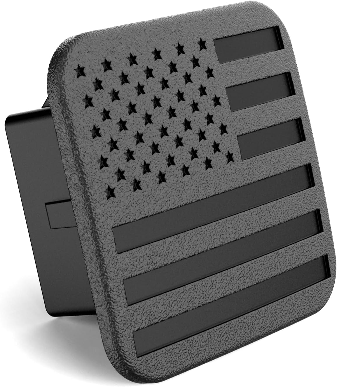 2" Black American Flag Hitch Plug Cover for 2 Inch Receiver, Heavy Duty Rubber Trailer Hitch Cover for Trucks, SUV, Tow Hitch Receiver Plug, No Pin Needed (Fit 2" receivers)