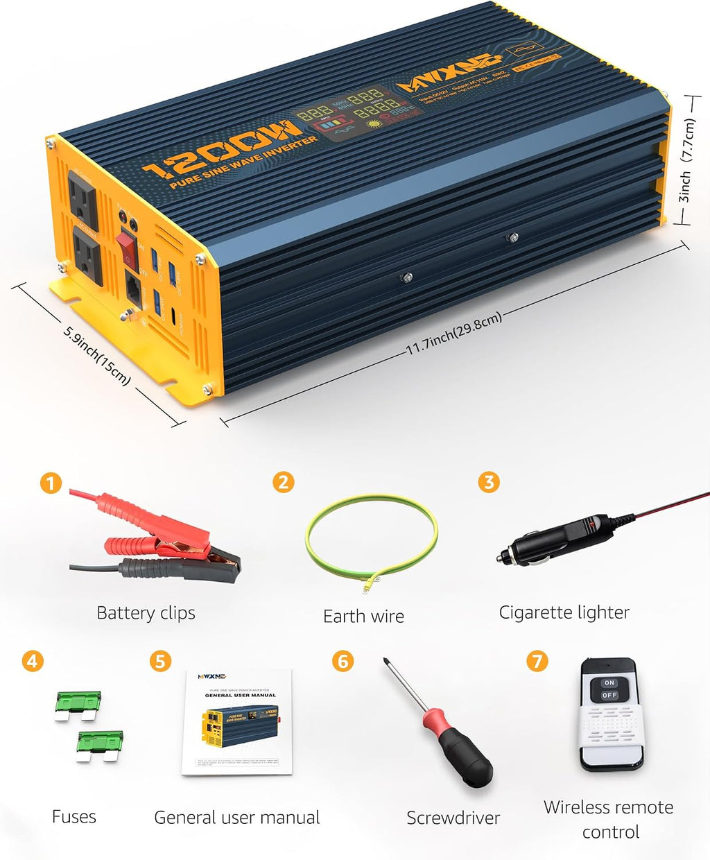 1200 watt pure sine wave power inverter dc, view 9