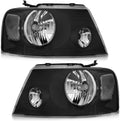 WEELMOTO Headlights for 2004-2008 Ford F150 Pickup / 06-08 Mark LT Headlight Assembly Compatible with 2004 2005 2006 2007 2008 F150 Headlamp Replacement Black Housing Clear Reflector