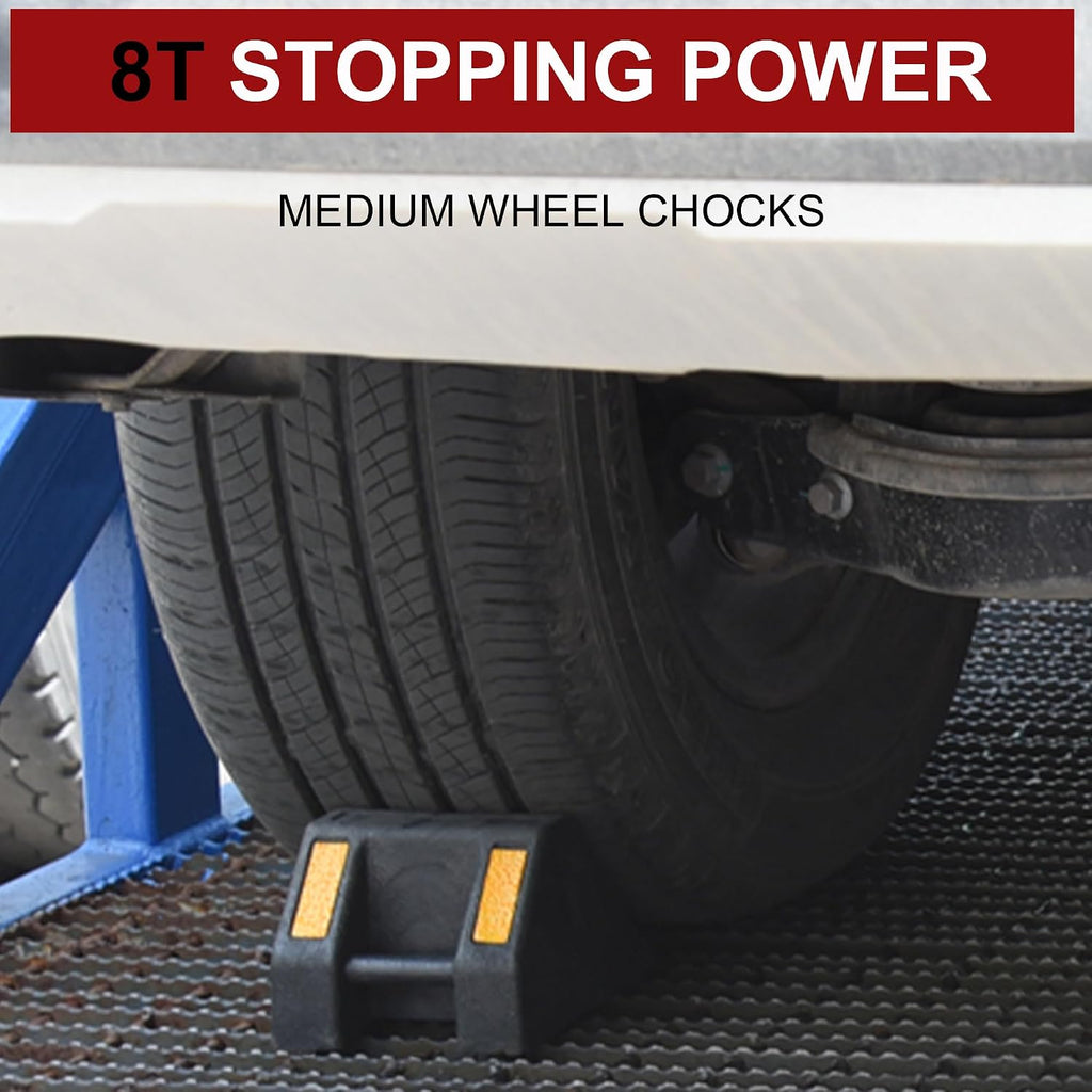 OrangeStar Rubber Wheel Chocks, Tire Chock w/Handgrip for Car, RV, Travel Trailer, Camper Accessory (8 Packs