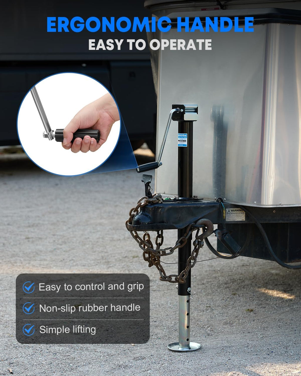 Kohree 5000 lbs A-Frame Manual Trailer Jack, 22.5" Vertical Travel, Adjustable Drop Leg RV Tongue Jack with Ergonomic Handle for Horse, Utility, Yacht, Camping Trailer