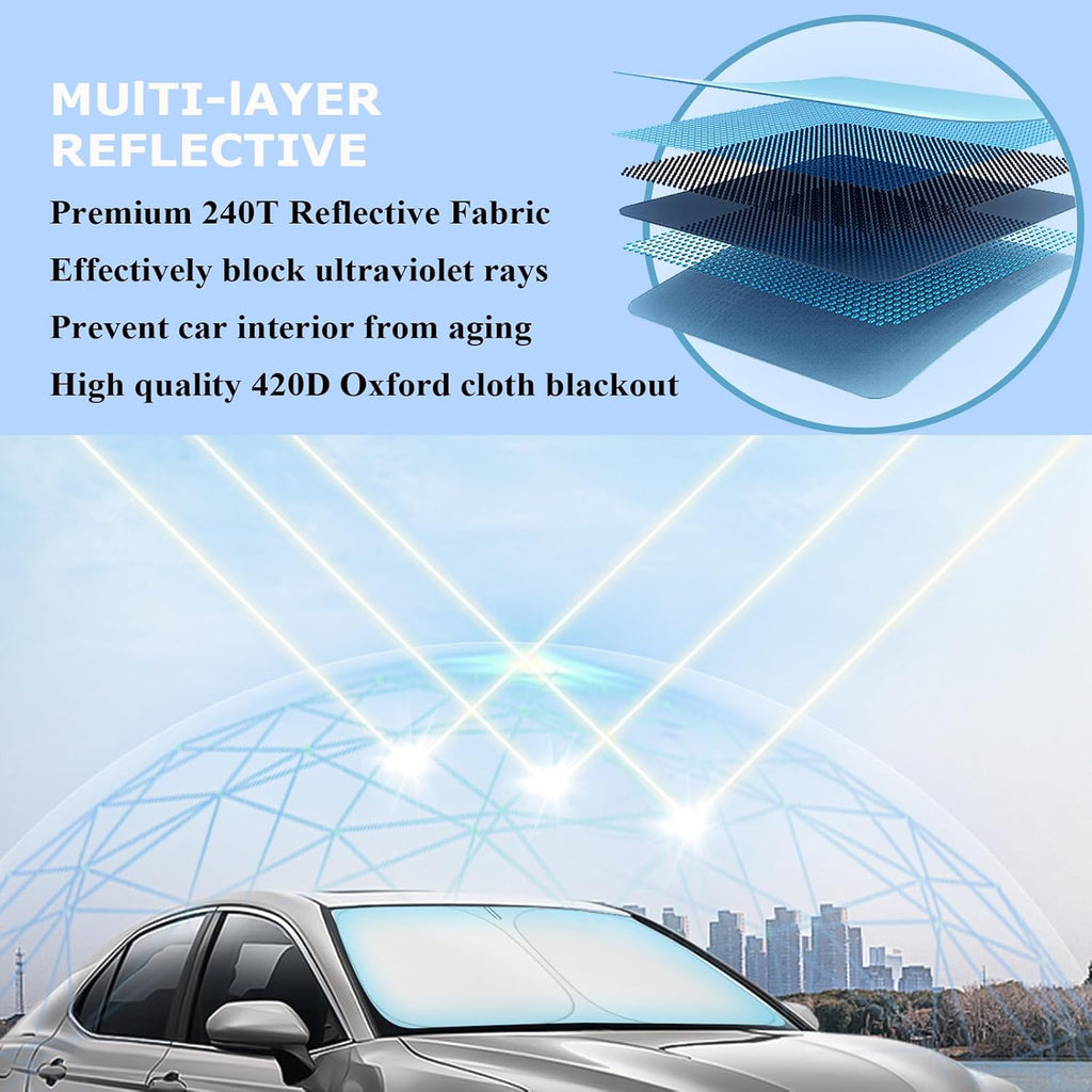 Truck Windshield Sun Shade Compatible with Ford F150 F-150 F250 F350 F450 1996-2024,Transit 2012-2024,Raptor Expedition 1997-2024,Escape 2013-2019 (Ford F150 1996-2026, 61.5 * 30inch)