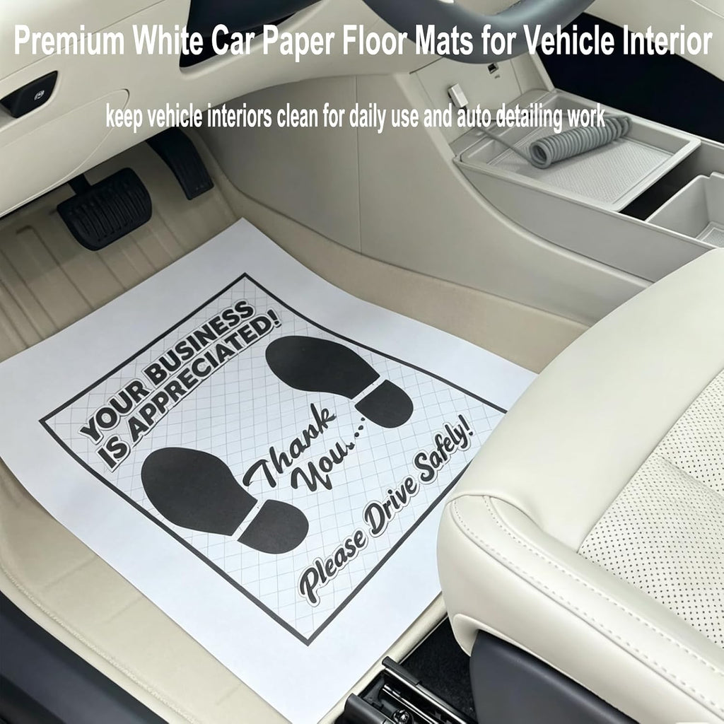 Tuklye White Car Paper Floor Mats : Disposable Floor Cars Auto Vehicles Automotive Mat Covers Protector Detailing Detail Wash Temporary 16x20inch (50)