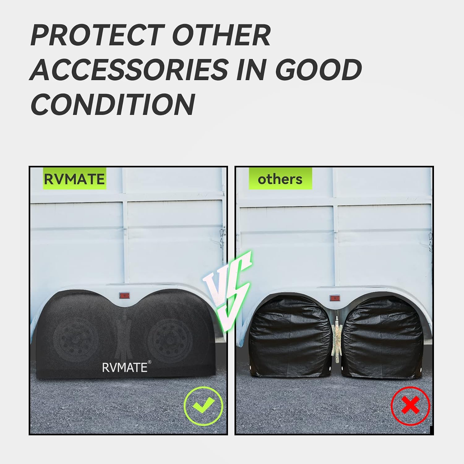 RVMATE RV Tire Covers, Dual Axle Wheel Cover (2 Pack) Fits 27"-30" Diameter Tires, Waterproof Anti-UV Black Dual Tire Covers RV Accessories for Truck/Trailer