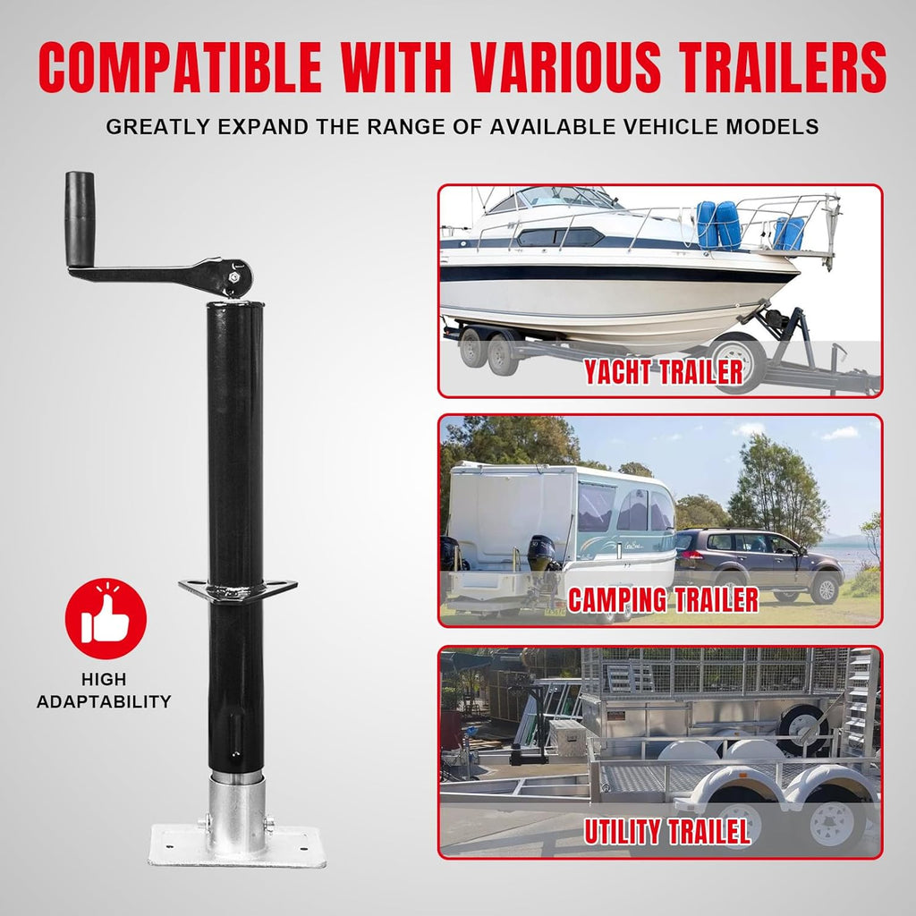 Road DAWG A-Frame Trailer Jack, 2,000 LBs Capacity, 14 Inches Vertical Travel, Top-Wind Handle Trailer Tongue Jack with Foot Plate, for Camper, RV，ATR39004MB