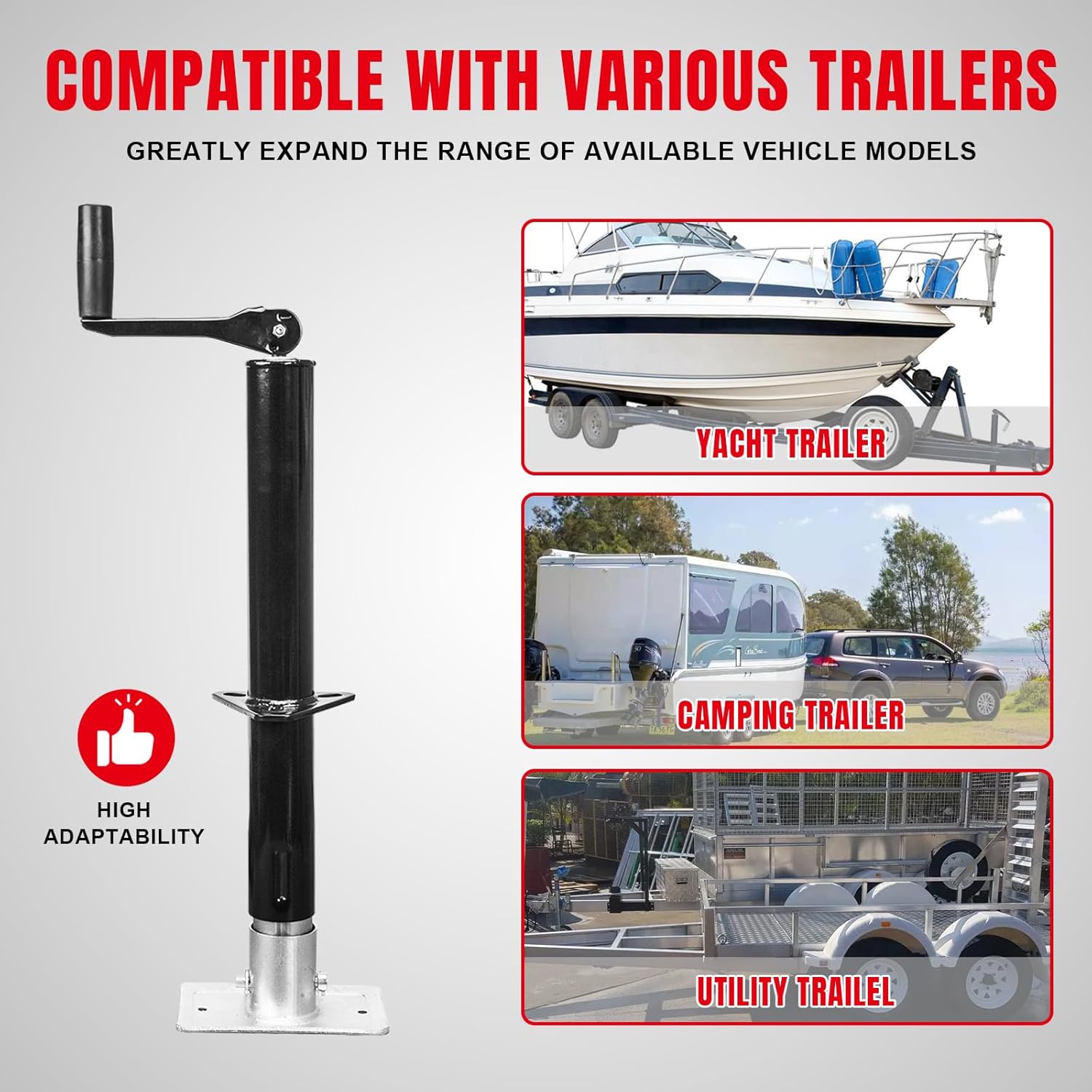 Road DAWG A-Frame Trailer Jack, 2,000 LBs Capacity, 14 Inches Vertical Travel, Top-Wind Handle Trailer Tongue Jack with Foot Plate, for Camper, RV，ATR39004MB