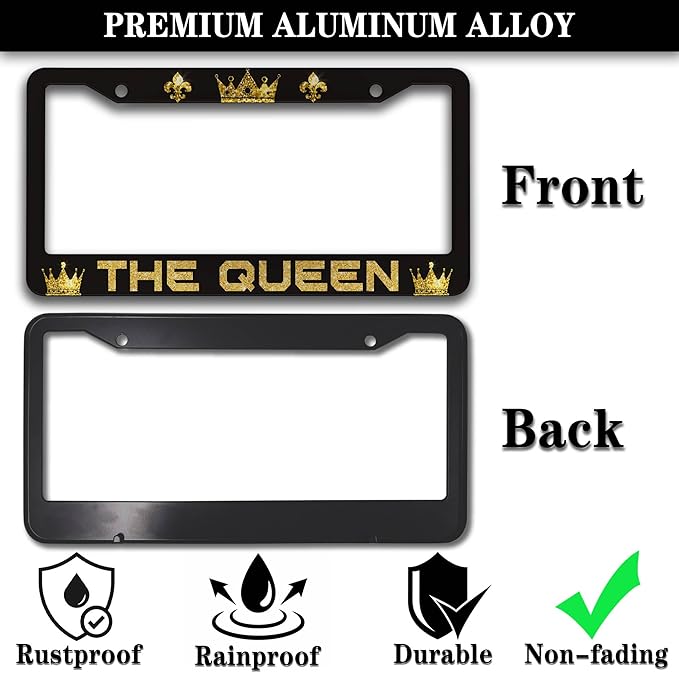 License Plate Frames Black Yellow Automotive Exterior Accessories The Queen - Image 3