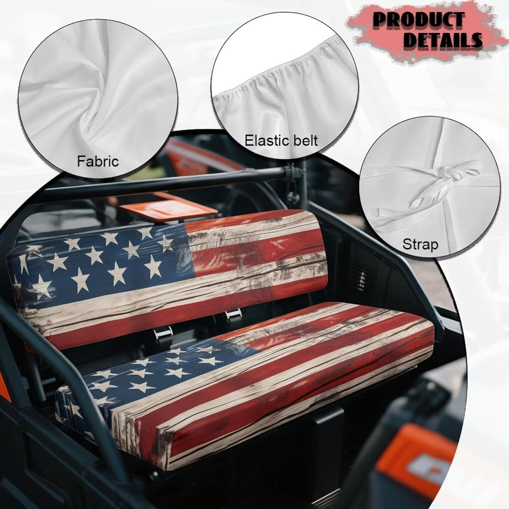 American Flag UTV Bench Seat Covers Heavy Duty Polyester Easy Clean UTV Seat Cover Set for Kawasaki Mule 3010 3020 4010 4x4 FE 2021-2025, for 2 Passengers