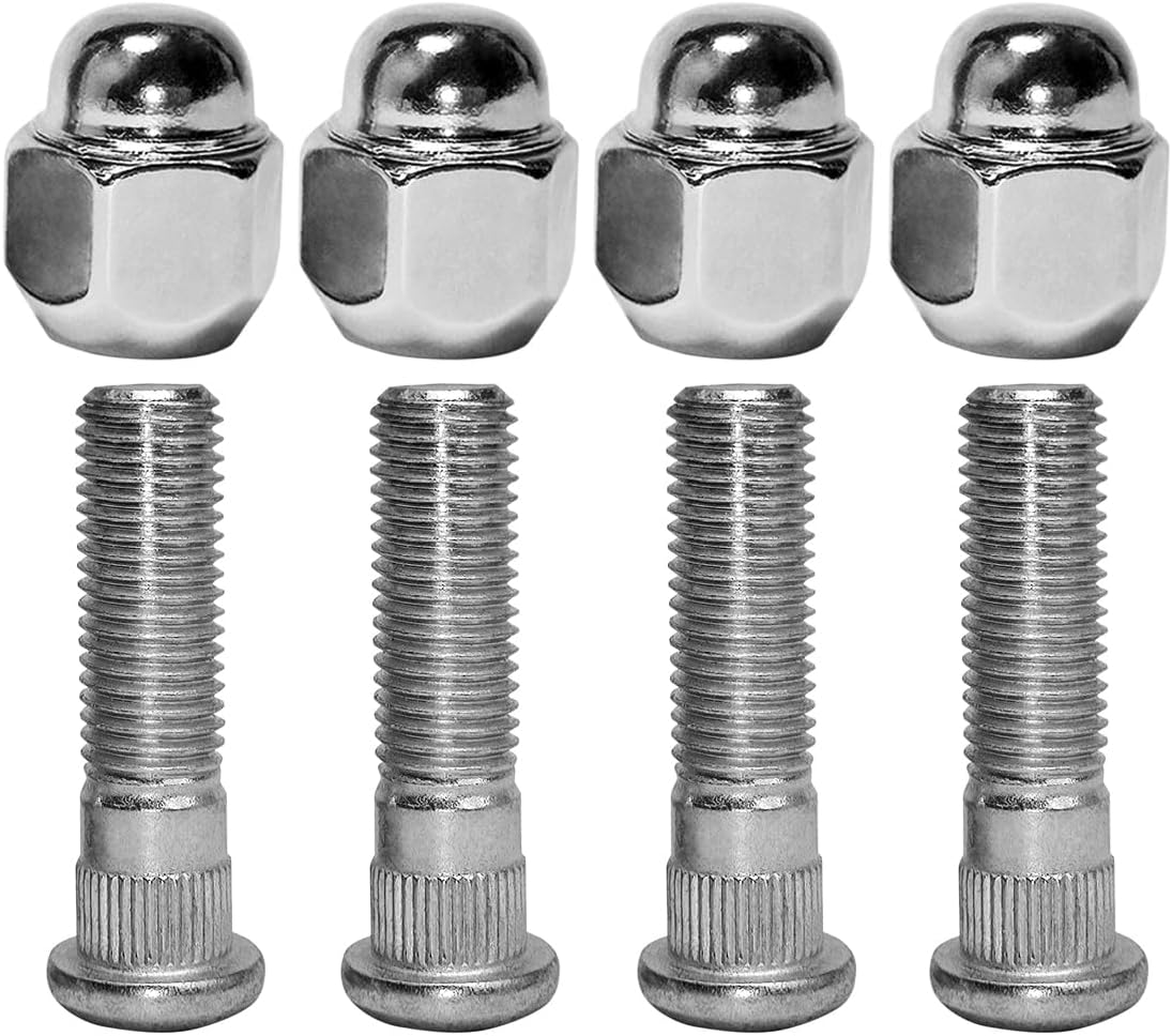 M12x1.5 Chrome Wheel Lug Stud Nut Set Compatible with Hyundai Sonata Elantra Tucson Santa Fe Genesis Sorento Veloster Kia Accent Sedona Forte Optima Sportage Rio Soul (8PCS)
