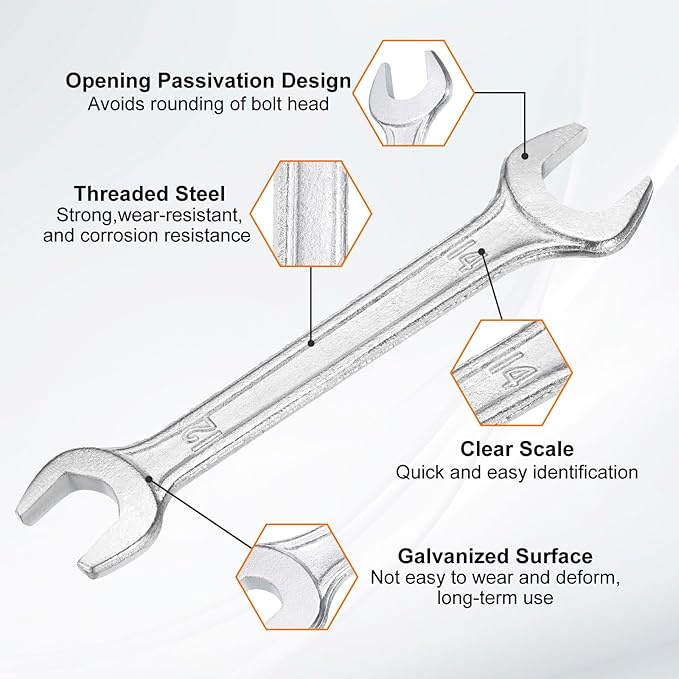 HARFINGTON 2pcs Double Open End Wrench 12mm x 14mm Metric 15 Degree Offset - Image 4
