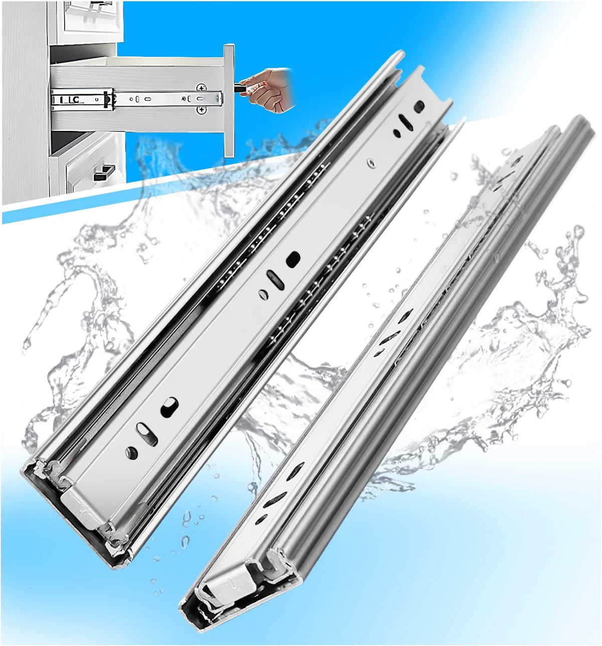 yenuo 5 pairs stainless steel drawer slides full, main product view