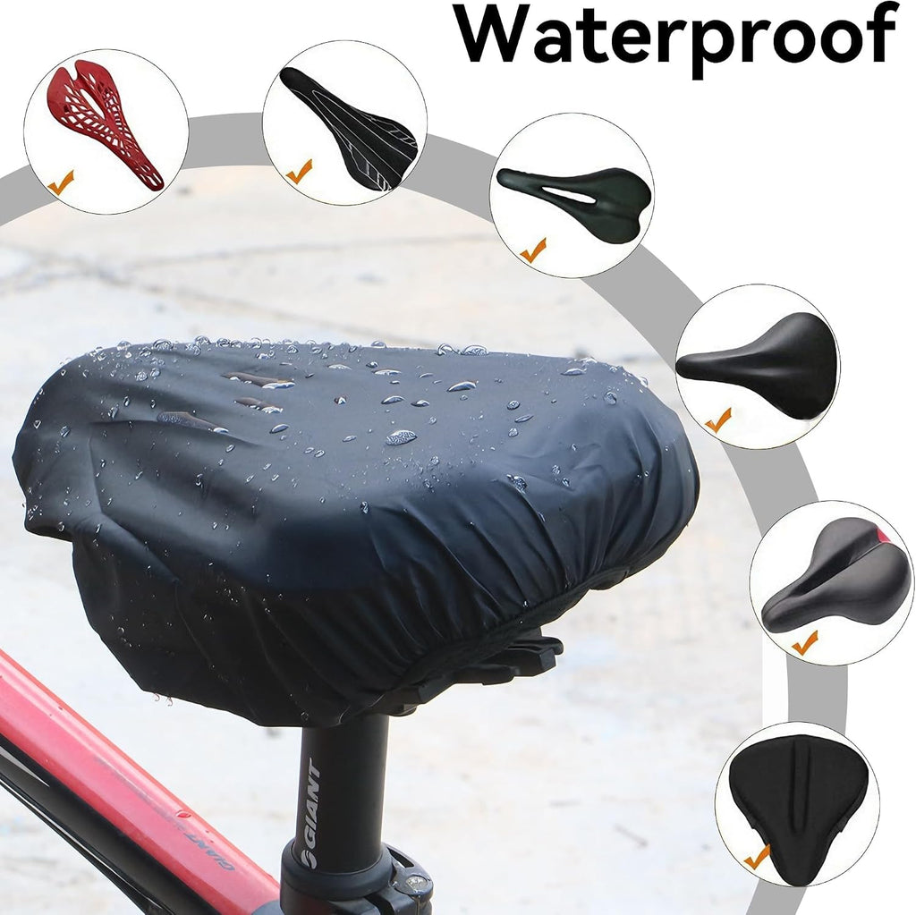Black Waterproof Bike Seat Cover Rain Dust Proof Saddle Protector for Cycling Outdoor Mountain Road Bicycle (Black,Medium)