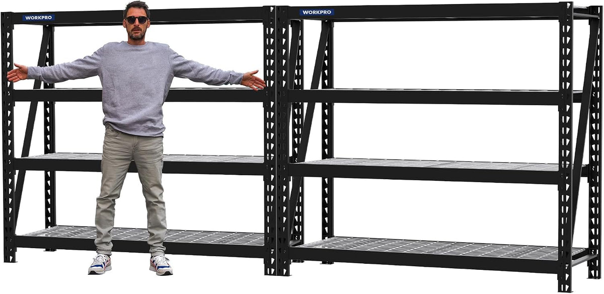 WORKPRO 68" Ultra Wide 4-Tier Metal Garage Shelving Unit, 7200 LBS Capacity