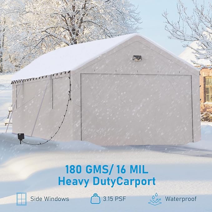 13x25 Carport Canopy, Heavy Duty Car Port, Portable Car Ports Garage - Image 6