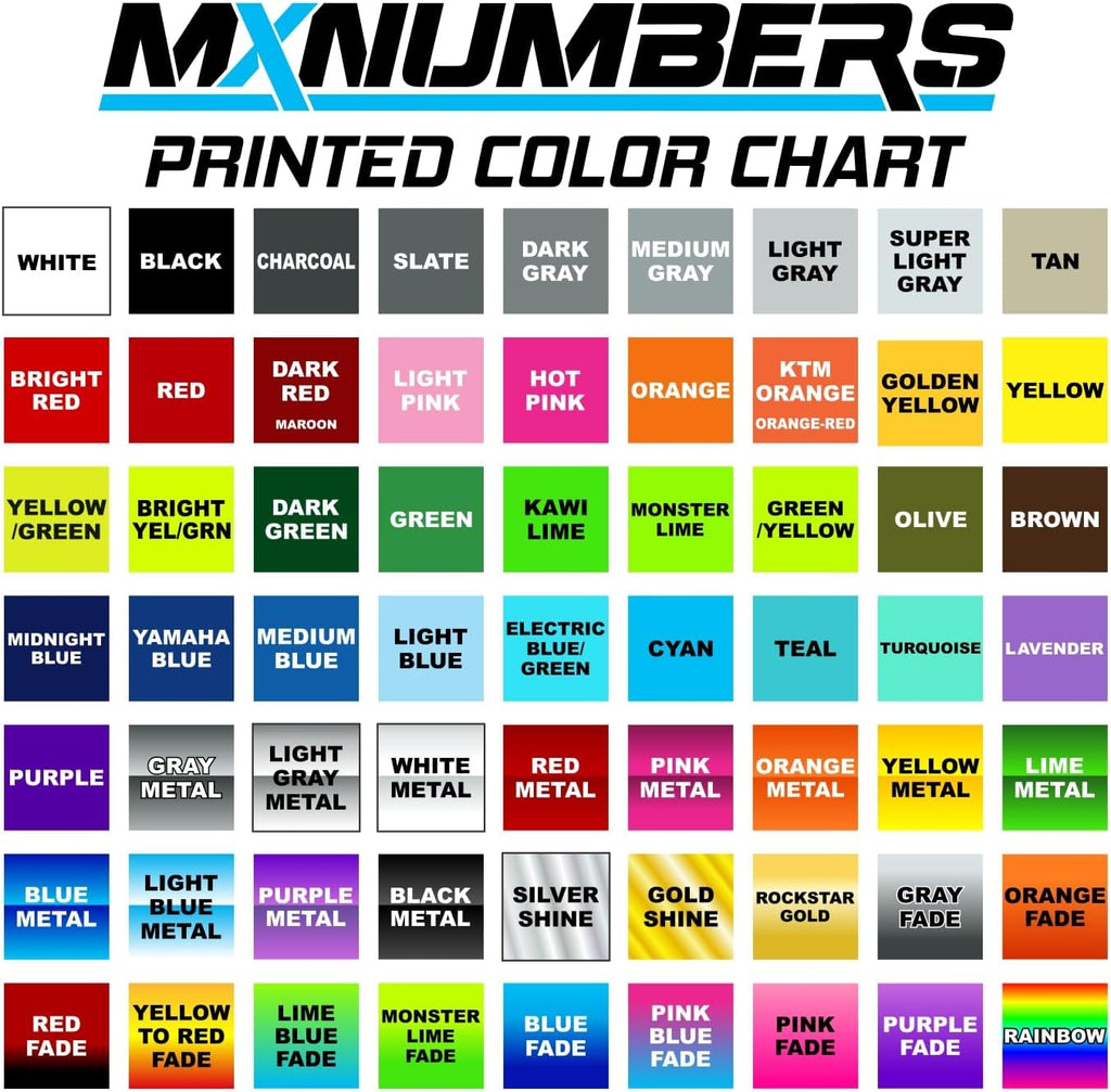 MxNumbers Custom MX ATV Number Plate Decals with Name, Set of 3 Multicolor Racing Graphics