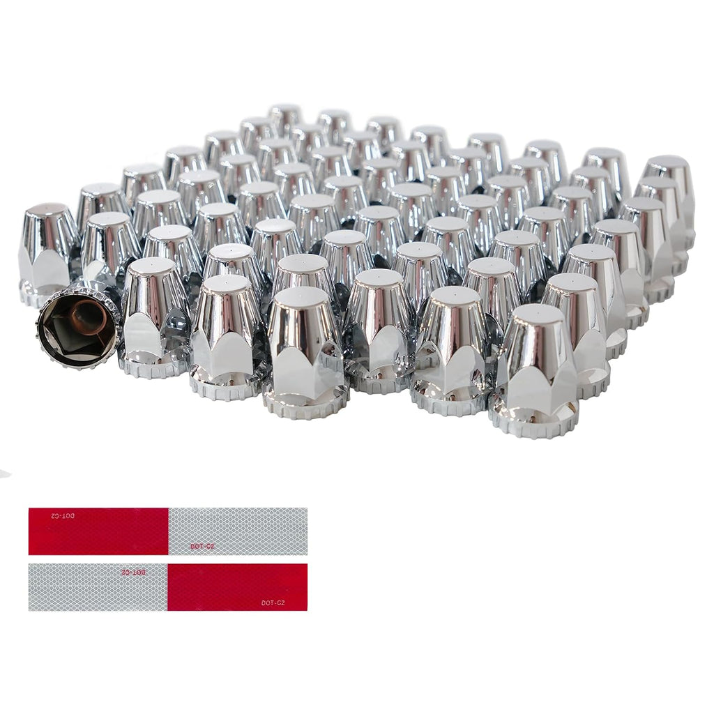 60Pcs Semi Trucks Lug Nut Covers Chrome, 33mm Lug Nut Covers ABS Plastic Anti-Rust Push-on Wheel Nut Caps, Truck Nut Caps for Semi Trucks Trailer