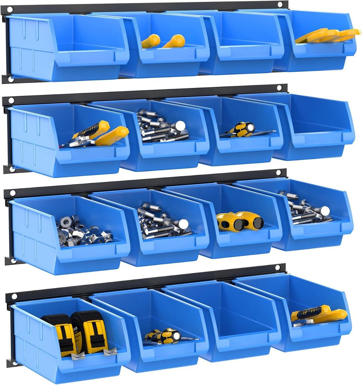 torack wall-mounted storage bins, 16 plastic bins for, main product view