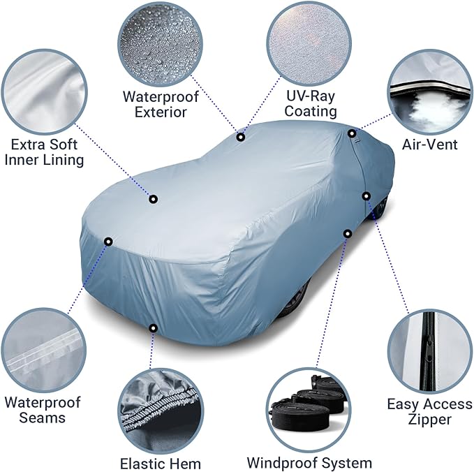 iCarCover Premium Car Cover for 1962-1967 Chevy Nova 2-Door, 4-Door Heavy Duty - Image 4
