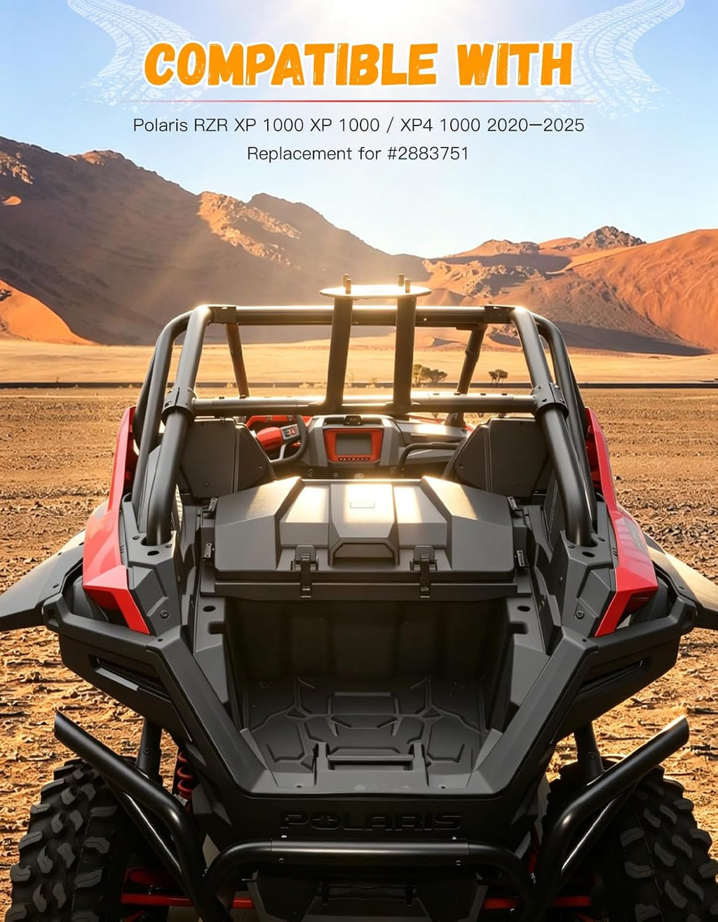 UTV 73QT Rear Cargo Storage Box for Polaris RZR XP 1000 XP4 1000 | Waterproof UTV Cargo Box with Lockable Lid Heavy Duty Storage Case for RZR Accessories, Repalce #2883751