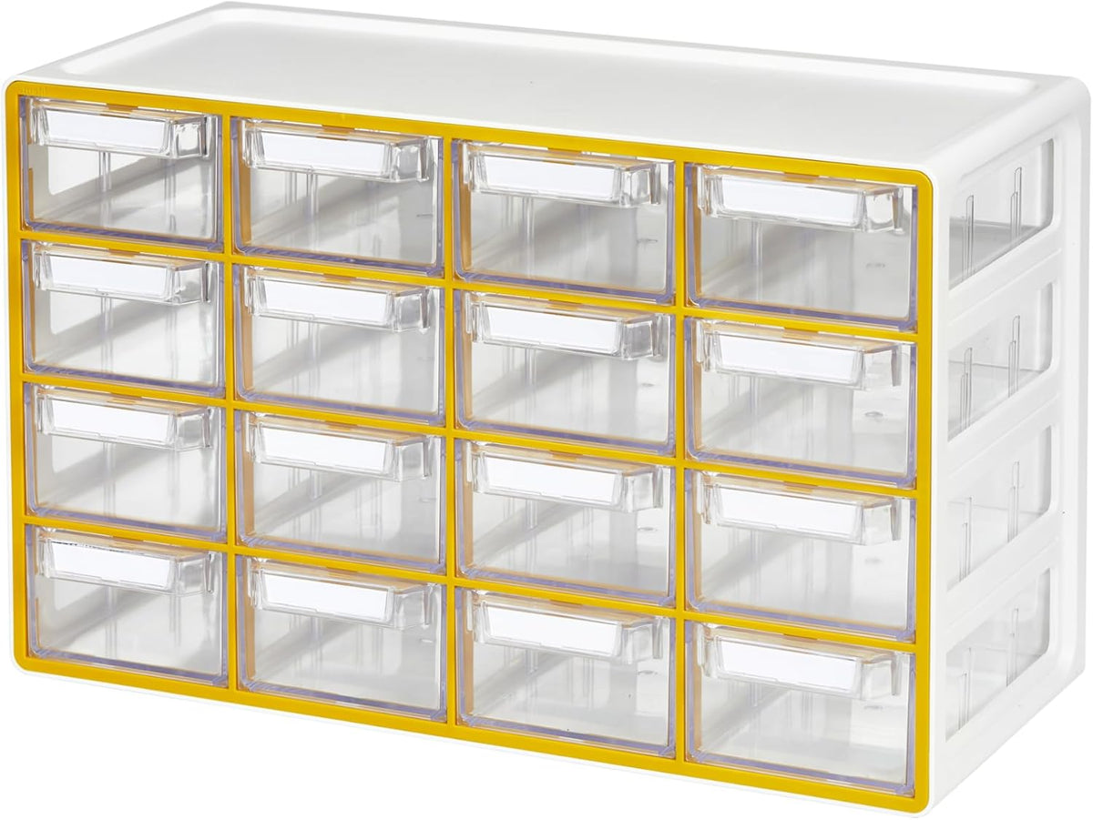 blue ginkgo 16-drawer storage cabinet organizer, yellow, made, main product view